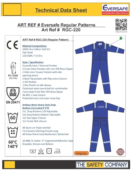 Combinaison Eversafe 100% coton et combinaison Eversafe FR antistatique