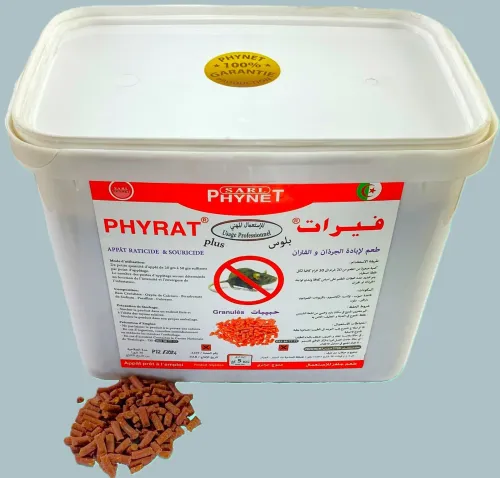 Raticide en forme de pellet parafinée (phyrat plus granulés)