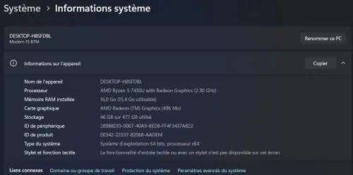 PC MSI modern 15 B7M