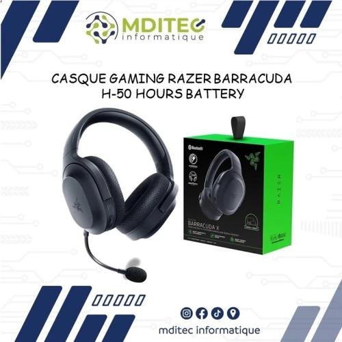 CASQUE GAMING RAZER BARRACUDA H-50 HOURS BATTERY