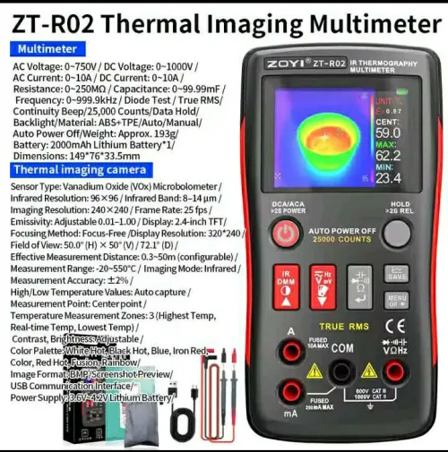 ZOYI ZT-R02 multimètre à imagerie thermique 2-en-1