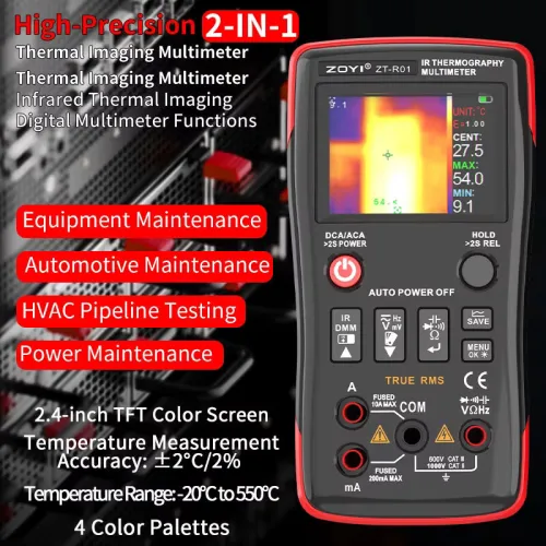 ZOYI ZT-R01 multimètre d'imagerie thermique infrarouge 2 en 1