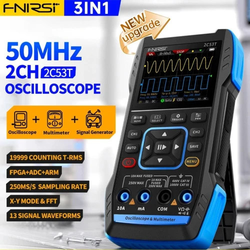 FNIRSI 2C53T Oscilloscope 50 MHz,3en1