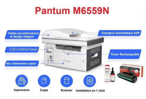 Pantum Imprimante Laser 3en1 Multifonction A4 ADF et Reseaux M6559N