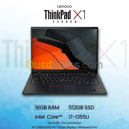 LENOVO THINKPAD X1 CARBONE GEN 11 2024/I7-1355U 5.2GHZ/RAM 16GB DDR5/512GB SSD/ECRAN 14 3K OLED