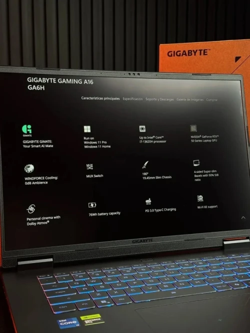 GIGABYTE  GAMING A16/INTEL I7-13620H 5GHZ/RAM 16GB DDR5/1TB SSD/NVIDIA RTX 5060 8GB/ECRAN 16 165HZ
