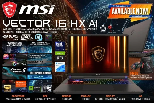 MSI VICTOR 16HX AI A2XWIG 2025/ULTRA 9 -275HX/32GB DDR5/1TB SSD/NVIDIA RTX 5080 16GB/16 QHD 240 HZ