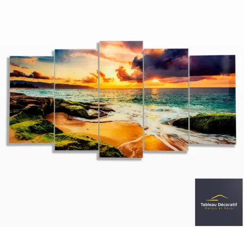 لوحة زخرفية عصرية من الزجاج مناظر طبيعية Cadre Décoratif Moderne En Verre 5 Pies Tableau la natur