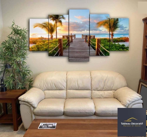 لوحة زخرفية عصرية من الزجاج مناظر طبيعية Cadre Décoratif Moderne En Verre 5 Pies Tableau la natur