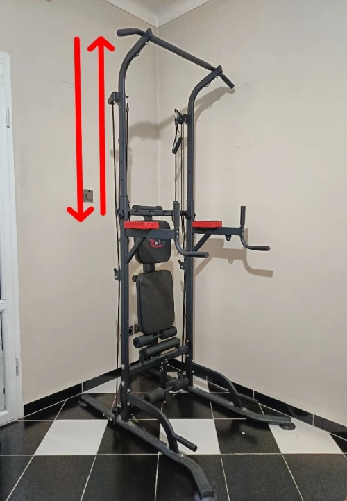 Banc musculation, barre fixe extendable, parallèle et câbles de résistances 