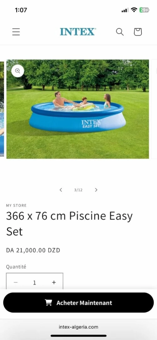 Piscine intex et Eporateur à cartouche  plus bâche de protection 