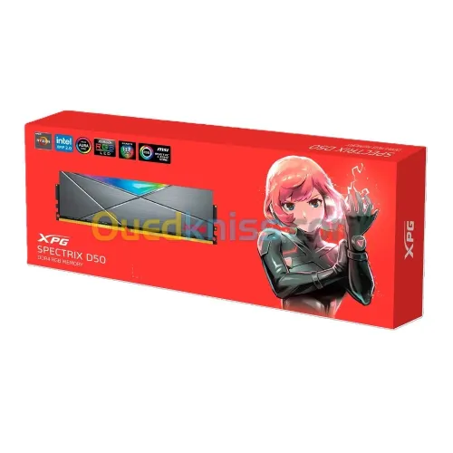 RAM ADATA XPG SPECTRIX D50 - DESKTOP - RGB - 8GB DDR4 - 3200 MHZ - PC4- 25600 - CL16-20-20 - BLACK
