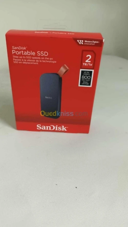 SANDISK PORTABLE 2TO SSD - DISQUE DURE EXTERNE - TYPE-C USB 3.2 - LECTURE JUSQU'À 800 MO/S
