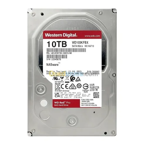 WD RED PRO NAS WARE 10TB - DISQUE DUR HDD 3.5" - 7200 RPM - SATA 6 GB/S - 512MB CACHE - WD103KFBX