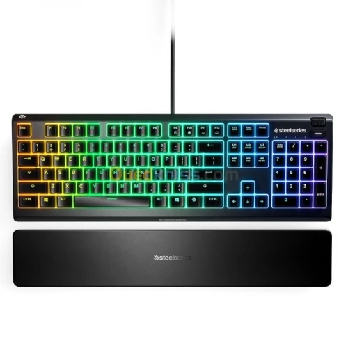 STEELSERIES APEX 3 - CLAVIER GAMING WATER RESISTANT - ALUMINIUM - RGB - QWERTY - POIGNETS - BLACK 