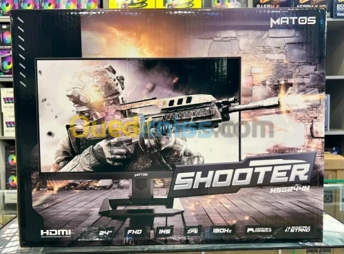 ECRAN MATOS SHOOTER MSG244H GAMING - 24 FHD - 180HZ - 1MS - FAST IPS - AJUSTABLE STAND - BLACK 
