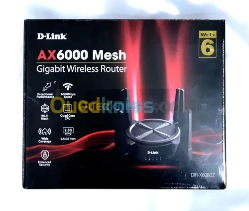 D-LINK ROUTEUR DIR-X6080Z - AX6000 MESH WIFI-6 - 6000 Mbps - 2.5 GIGABIT - OFDMA - MU-MIMO - BLACK 