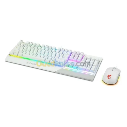 MSI VIGOR GK30 COMBO LIGHT RGB - PACK CLAVIER AZERTY - SOURIS CLUTCH GM11 - GAMING - FILAIRE - WHITE