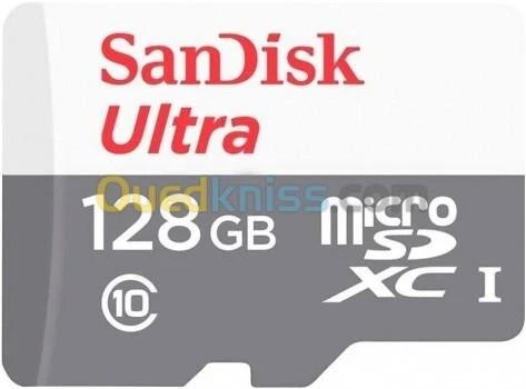 SanDisk Ultra Micro SD 128 Gb Carte Mémoire XC  Classe 10 UHS I - jusqu'a 100 Mbs