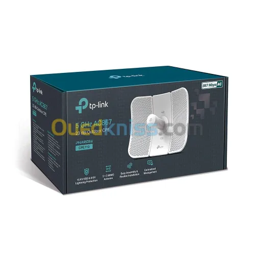TP-LINK CPE710 - POINT D'ACCES OUTDOOR - DIRECTIONNEL - 23 dBi - 5 GHz - WiFi 6 -AC867 MBPS -OUTDOOR