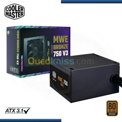 COOLER MASTER MWE BRONZE 750W V3 - ALIMENTATION 80 PLUS BRONZE - 230 V - ATX 3.1 - DC TO DC - NOIR