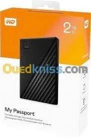 WD MY PASSPORT 2TB - DISQUE DUR EXTERNE HDD - USB 3.2 GEN 1 I USB 3.0 - BACKUP - ORIGINALE - BLACK