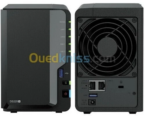SYNOLOGY DS225+ - NAS 2 BAIES - CELERON J4125 - RAM 2GO - 2.5 GBE - SAUVGARDE & PARTAGE - BLACK