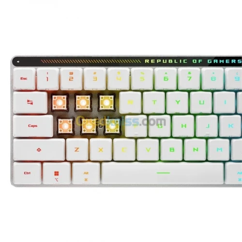 ASUS ROG FALCHION RX LOW PROFILE - CLAVIER GAMING - USB - BLUETOOTH - 2.4 GHZ - RGB AURA - WHITE
