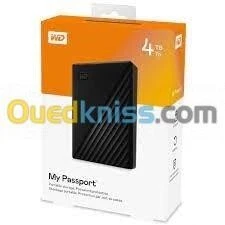WD MY PASSPORT 4TB - DISQUE DUR EXTERNE HDD - USB 3.2 GEN 1 I USB 3.0 - BACKUP - ORIGINALE - BLACK