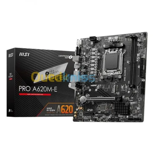 CARTE MÈRE MSI PRO A620M-E Micro ATX - Socket AMD AM5 - 2xDDR5 - 1x M.2 Gen4 - 6400+MHz/OC