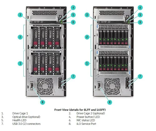 HPE PROLIANT ML110 GEN10 - SERVEUR TOUR - XEON SILVER 4208 - 8 SFF - SSD 6G 2.5" RAID - DVD - 550W
