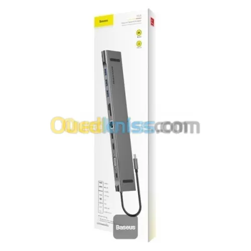BASEUS ELITEJOY 11 PORT TYPE-C HUB ADAPTER - 3 x USB 3.0 - RJ45 - CARTE SD&TF - 2 HDMI - VGA -TYPE-C