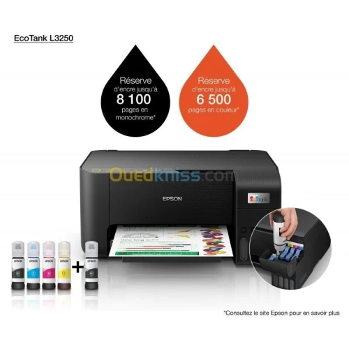 EPSON L3250 WiFi A4 Multifonction à réservoirs Jet d'encre Couleur Wi-Fi Direct