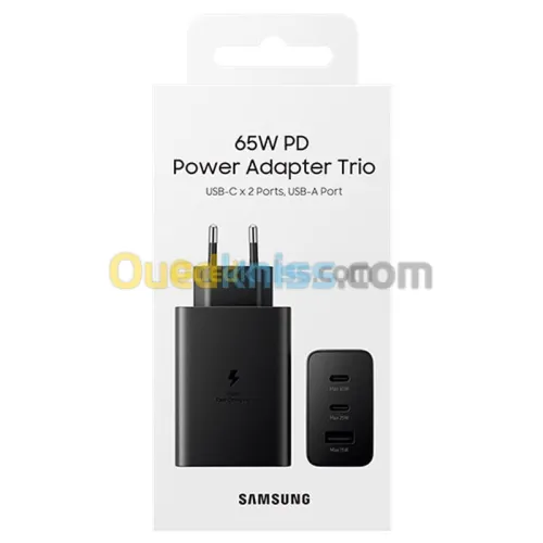 SAMSUNG POWER ADAPTER TRIO PD 65 Watt - Chargeur Noir -  