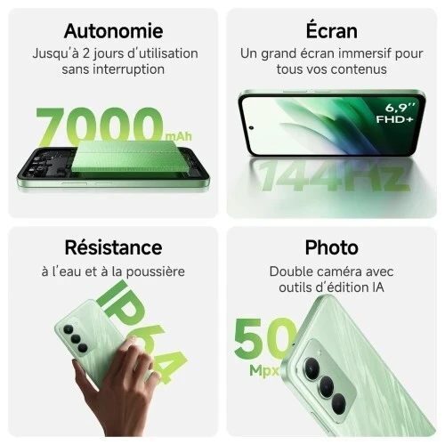 SMARTPHONE XIAOMI REDMI NOTE 15 - 8 GO RAM - 256 GO STOCKAGE - DUAL SIM XIAOMI REDMI NOTE 15