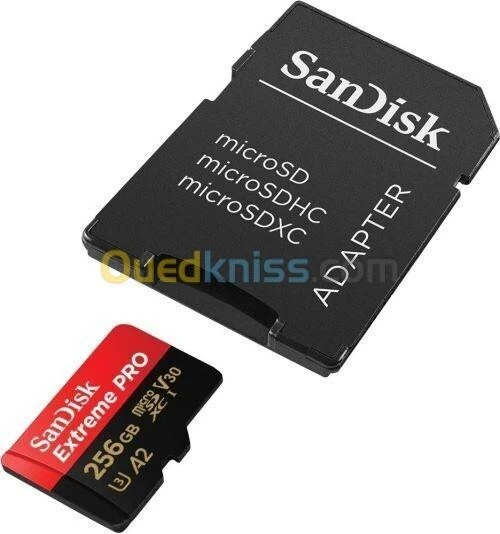 SANDISK EXTREME PRO 256GB - CARTE MÉMOIRE MSDXC UHS-I - JUSQU'À 200 MOS - UHD 4K - AVEC ADAPTER