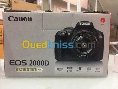 CANON EOS 2000D - Reflex 24.1 MP - Ecran LCD 3" - Full HD - Wi-Fi - NFC + Objectif EF-S 18-55 mm