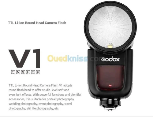 GODOX V1C - FLASH TTL PROFESSIONNEL POUR CANON - RADIO GODOX X - ÉCRAN LCD - 100 M- 2600MAH - BLACK