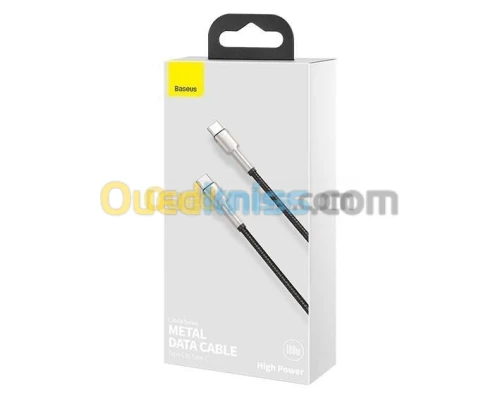 Baseus Type-C to Type-C  Cable 2M Cafule Series Metal Fast chargeData 100W - Noir-Blanc