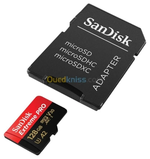 SANDISK EXTREME PRO 128GB - CARTE MÉMOIRE MSDXC UHS-I - JUSQU'À 200 MOS - UHD 4K - AVEC ADAPTER