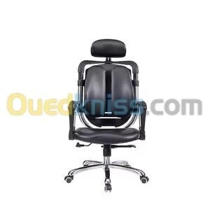 CHAISE OPÉRATEUR 291 - ERGONOMIQUE - DOSSIER AJUSTABLE - APPUI-TÊTE RÉGLABLE- BASE CHROMÉE - NOIR