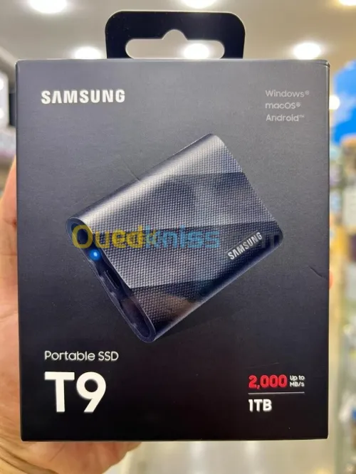 SAMSUNG SSD PORTABLE T9 1TO - DISQUE DURE EXTERNE - TYPE C- SUPER FAST - 2000 MOS - ETANCHE - BLACK
