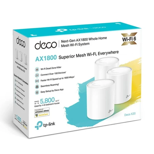 TP-LINK DECO X20 3PACK - ROUTEUR WIFI6 AX1800 MESH - 1800 MBPS - 5GHZ - OFDMA - MU-MIMO -ETHRENET