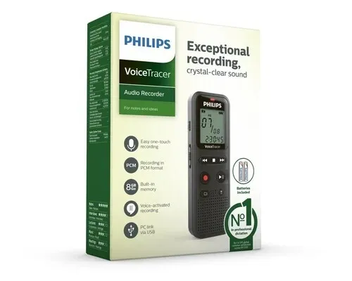 PHILIPS VOICE TRACER DVT1160 - DICTAPHONE NUMÉRIQUE - 8GO - USB - ADPCM / PCM - SPEAKER - BLACK
