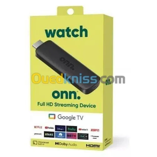 WATCH ONN STICK - TV STREAMING - RÉSOLUTION 2K - GOOGLE TV - DOLBY  ATMOS - WIFI - HDMI 