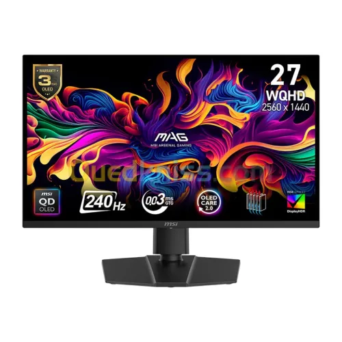 MSI MAG 271QP QD-OLED X24 - 27" 2K WQHD - QD-OLED - 240HZ - 0.03MS - HDR TRUE - AJUSTABLE - BLACK