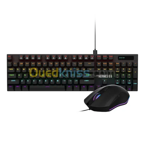 GAMDIAS HERMES E6 - COMBO CLAVIER MÉCANIQUE + SOURIS GAMING - RGB - USB - FILAIRE - 6400 DPI - NOIR