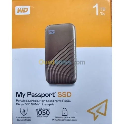WD MY PASSPORT 1TO SSD VITESSES 1050 MOS - DISQUE DURE EXTERNE MVMe ULTRA RAPID - PORTABLE USB 3.1