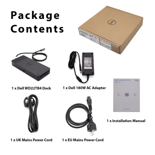 DELL WD22TB4 STATION D'ACCUEIL 180W - THUNDERBOLT 4 - EXPRESSCHARGE - DP/ HDMI/ TB4/ USB-C - RJ45