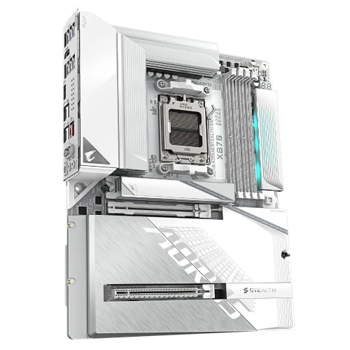 GIGABYTE X870 AORUS STEALTH ICE - CARTE MÈRE ATX - SOCKET AM5 - 4 x DDR5 - 1 x PCIe 5.0 X16 - 4 x M.2 NVMe - WIFI 7 - BT 5.4 - LAN 5GBE - USB4 - WHITE